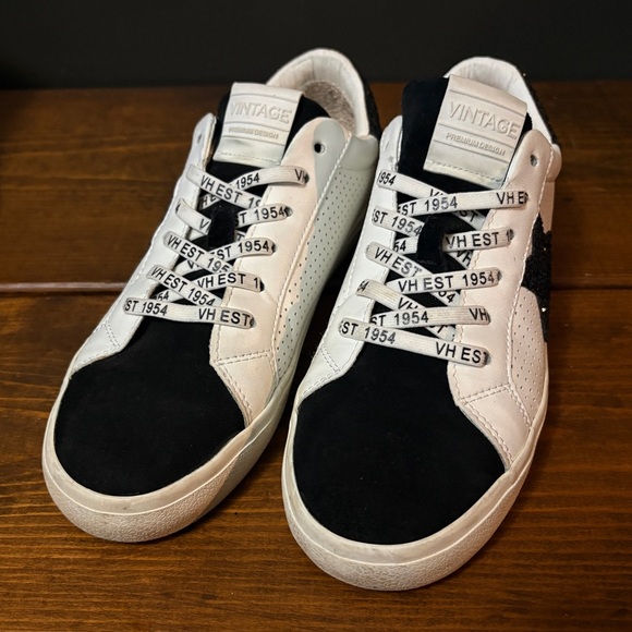 Vintage Havana Women's Gadol Sneakers White with Black Glitter and Suede - Picture 2 of 11